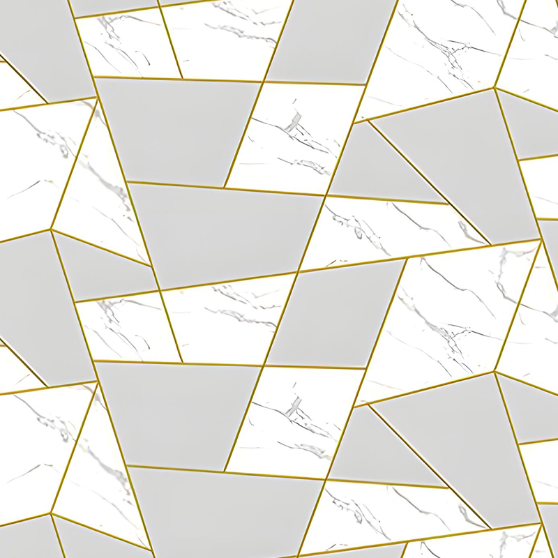 Pozlátená geometrická dekorácia na stenu do obývacej izby PET prenosová fólia